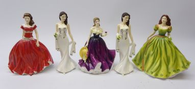 Five Royal Doulton Pretty Ladies figures: Special Gift, Irish Charm, English Rose and two Gabrielle,