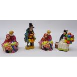 Four Royal Doulton Miniature Street Vendors: Flower Sellers Children,