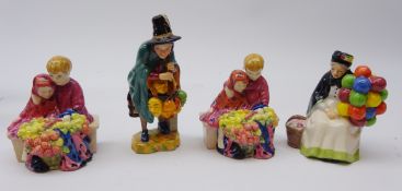 Four Royal Doulton Miniature Street Vendors: Flower Sellers Children,