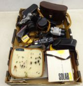 Zenit-E SLR camera, other cameras & lenses, pair Orion 8x40 binoculars in cowhide case,