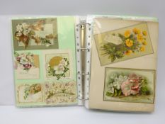 Modern ring binder album containing over three hundred and eighty predominantly Victorian Christmas