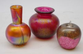 John Ditchfield for Glasform iridescent glass vase, signed to base, H12cm,