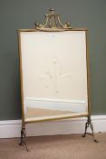 Adams brass framed firescreen, classical lyre cresting rail, bevel edge mirror panel,