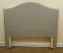 Kingsize 5' shaped headboard, upholstered in a grey fabric, W150cm,