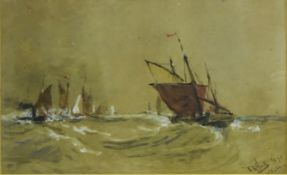 Thomas Bush Hardy (British 1842-1897): Herring Fleet in Choppy Seas,