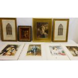 Collection of mezzotints, lithographs and crystoleum by George Baxter,