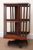 Edwardian inlaid mahogany revolving bookcase, W49cm, H87cm,