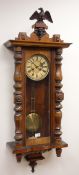 Victorian Vienna walnut wall clock with eagle cresting,