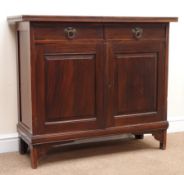 Edwardian mahogany side cabinet, moulded top, two drawers above two cupboard doors, W107cm, H93cm,