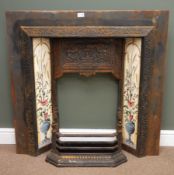 Victorian cast iron fire surround with tiled inset, W96cm,