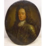 Portrait of a Dutch Gentleman in Armour, 18th/19th century oval oil on copper unsigned 16.