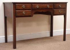 Edwardian mahogany writing table dressing table, moulded top, four short and two long drawers,