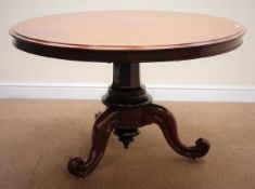 Victorian mahogany tilt top breakfast table, moulded top,