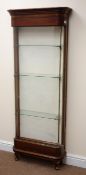 Edwardian chemists display cabinet, curved glass front door enclosing three glazed shelves,