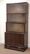 Globe Wernicke bookcase, three glazed and one up and over compartments above single drawer, W87cm,