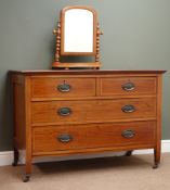 Edwardian inlaid mahogany chest, moulded top, two short and two long drawers,