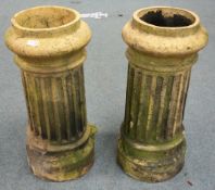 Pair Victorian reeded terracotta Chimney pots,
