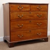 19th century inlaid and cross banded mahogany chest, two short and three long drawers,