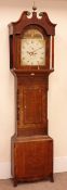 19th century oak, mahogany and burr walnut longcase clock,