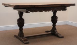 20th century oak extending dining table,