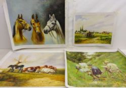 Cattle in a Rural Landscape, The Artists, Horses and Carts and Three Horses,