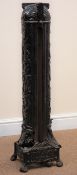 Victorian ornate cast iron gas room heater on four scrolled feet, W23cm, H91cm,