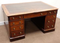 Victorian mahogany twin pedestal partners desk, leather inset top with moulded edge,