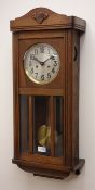20th century oak wall clock with bevel glazed door,