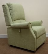 Restwell riser reclining armchair upholstered in beige fabric,