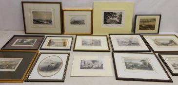 Collection of eighteen 19th century engravings and lithographs including Scarborough,