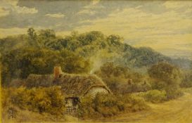 William Paton Burton (British 1828-1883): A Thatched Cottage in Country setting,
