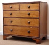 19th century mahogany chest, moulded top, two short and three long graduating drawers,
