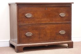 19th century oak chest, two drawers, bracket supports, W107cm, H82cm,