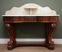 Victorian mahogany marble top 'Duchess' washstand, single frieze drawers,
