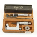 A MOORE & WRIGHT external hub micrometer and a MITUTOYO interchangeable anvil micrometer both in