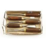 Five bevel edge socket chisels with rosewood handles G+