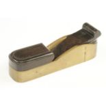 A nice quality brass mitre plane 9" x 2 3/8" with elegant rolled over grips holding the rosewood
