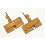 A pair of miniature boxwood side rebate planes 3" x 1/2" G++