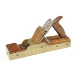 A brass panel plane 11" x 2 1/4" by HIPPERSON BROS Norwich with mahogany infill and wedge G