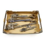 Five pairs of stilson wrenches by RECORD 8" to 24" G+