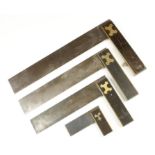 Four ebony and brass squares by J.
