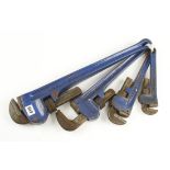 A graduated set of four RECORD LEADER wrenches 10" to 24" G+