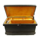 A pattern makers pine chest 34" x 17" x 17" with lift out tray and a few tools G+