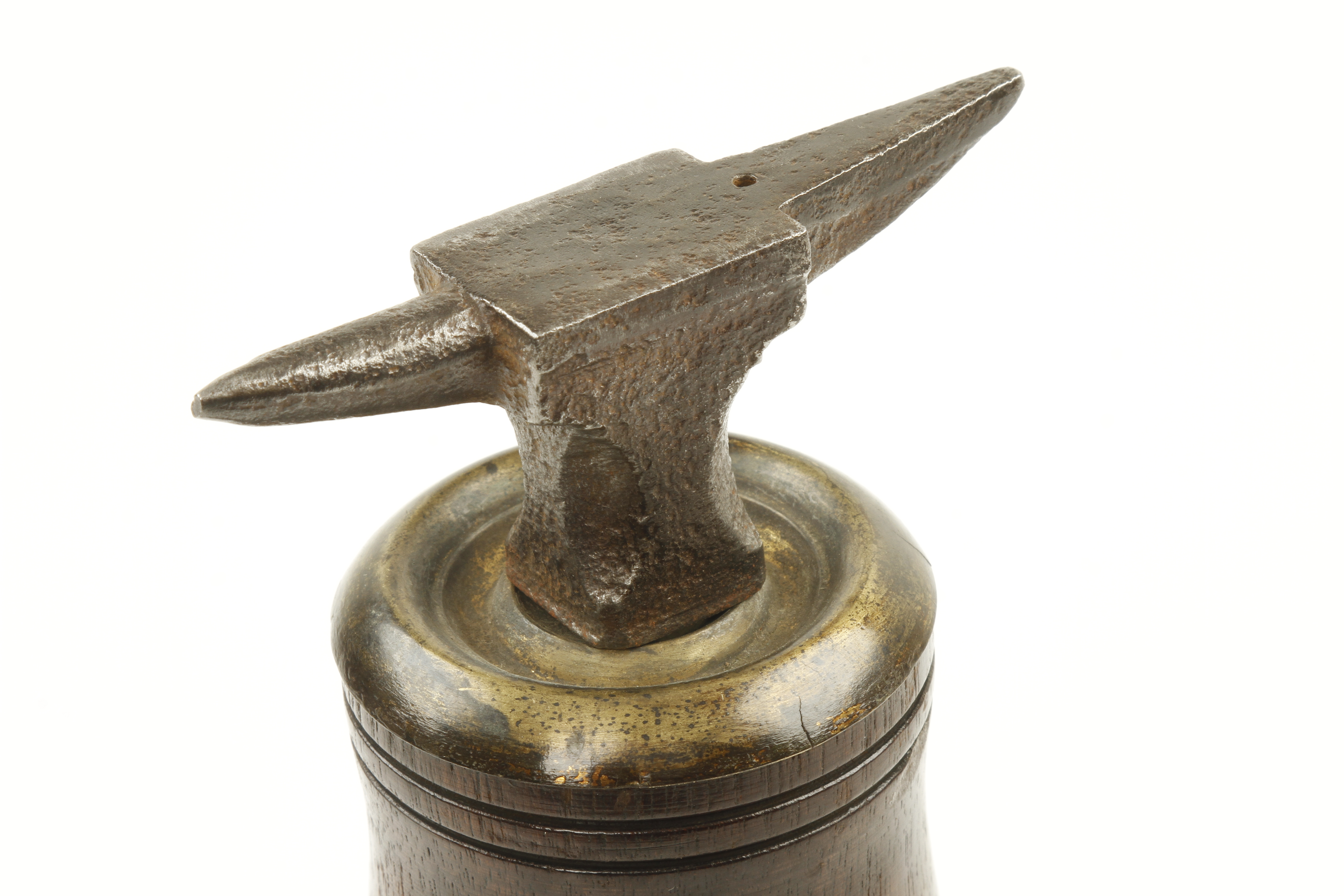 A watchmakers anvil set in a carved mahogany stand 12" high G+ - Image 2 of 3