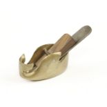 A violinmakers elegant brass plane 1 3/4" x 3/4" the tote in the form of a whale's fluke (tail) G++