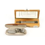 A SKLEROGRAF hand held hardness tester and four MOORE & WRIGHT screw thread gauges G+