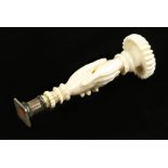 A very fine quality ivory desk seal of clasped hands design 4 1/2" o/a unsigned F