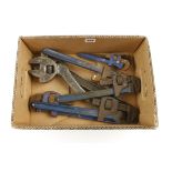 Six Stilson type wrenches by RECORD and two other adjustable spanners G+