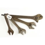 A graduated set of four adjustable spanners by BAHCO 8" to 15" G+