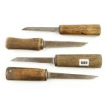 Four early mortice chisels by MOTTRAM and MARSDEN G